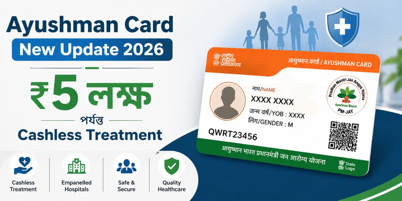 Ayushman Card New Update 2026- ₹5 লক্ষ পর্যন্ত Cashless Treatment