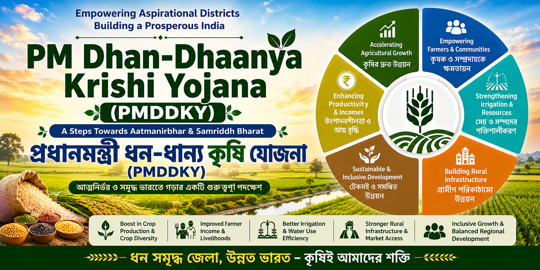PM Dhan-Dhaanya Krishi Yojana: PMDDKY যোগ্যতা, আর্থিক সহায়তা, ১০০ জেলা ও গুরুত্বপূর্ণ তথ্য