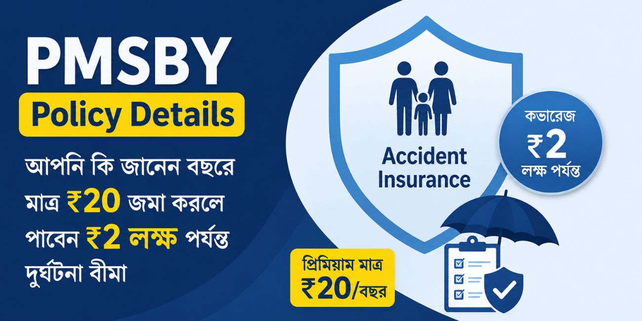 PMSBY Policy Details: আপনি কি জানেন বছরে মাত্র ₹২০ জমা করলে পাবেন ₹২ লক্ষ পর্যন্ত দুর্ঘটনা বীমা